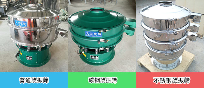 醫(yī)藥振動篩常見材質(zhì)展示：碳鋼＋不銹鋼，不銹鋼，碳鋼等材質(zhì)展示